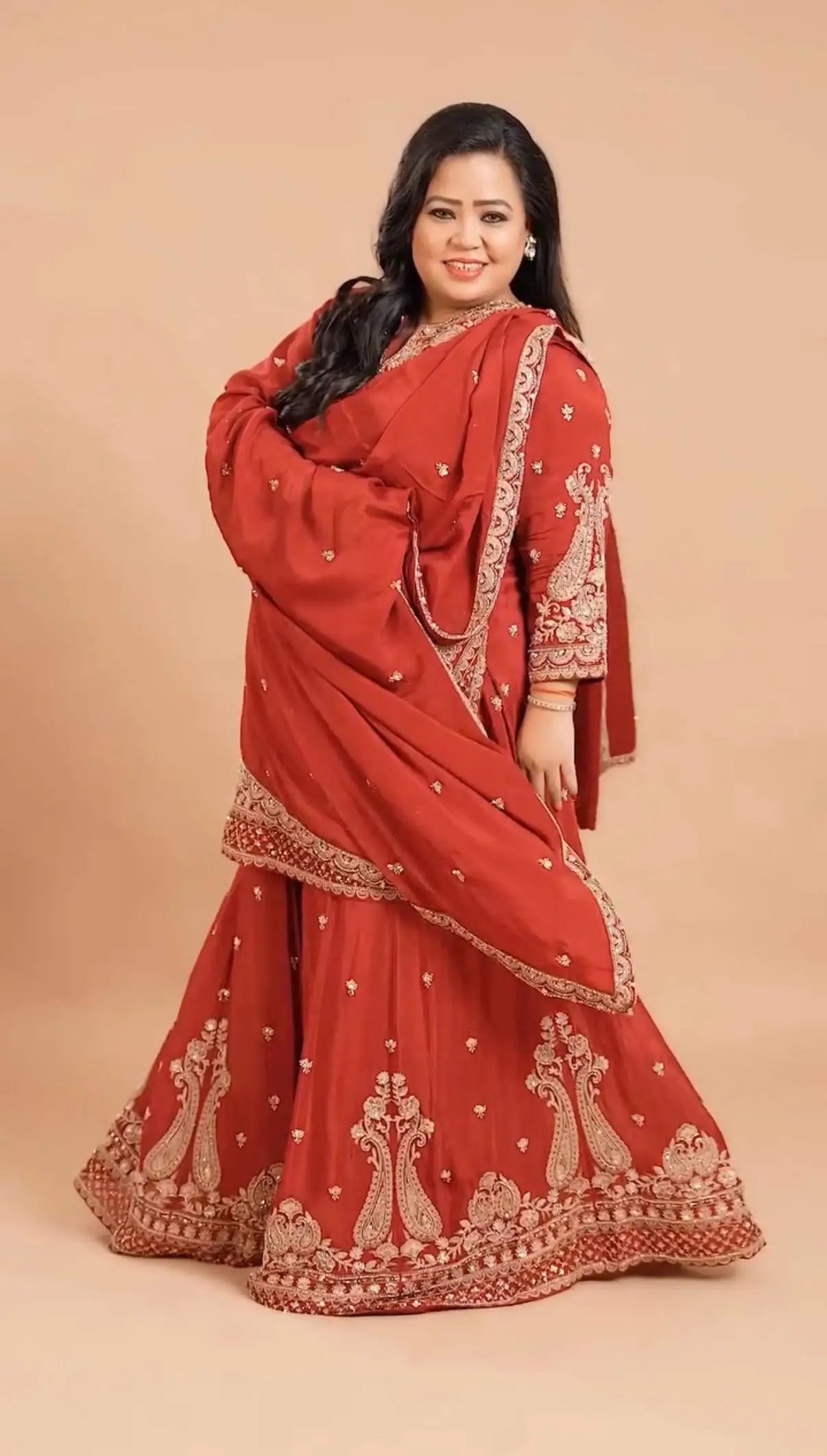 Rust Paisley Embroidered Kurti