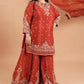 Rust Paisley Embroidered Kurti