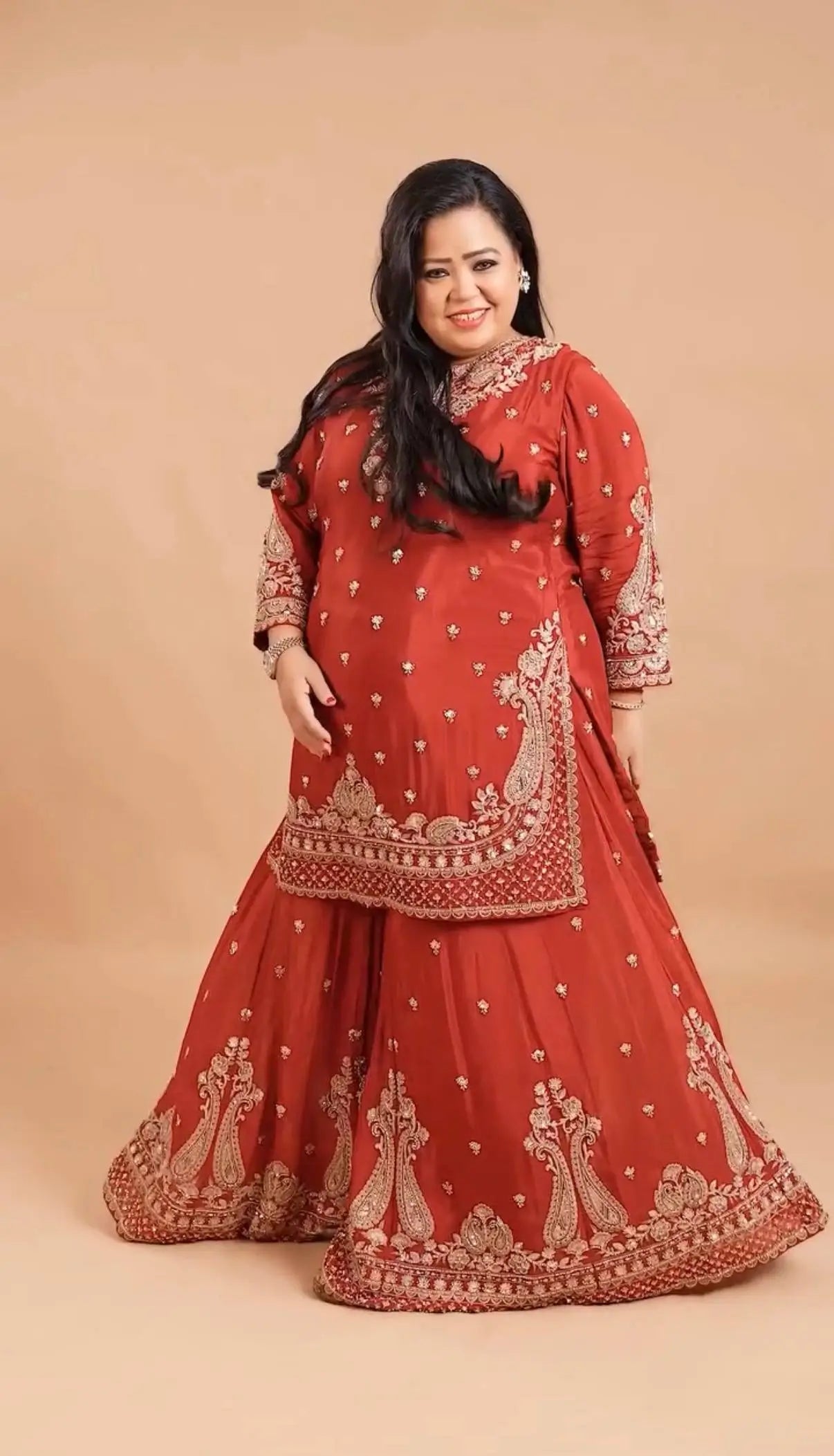 Rust Paisley Embroidered Kurti