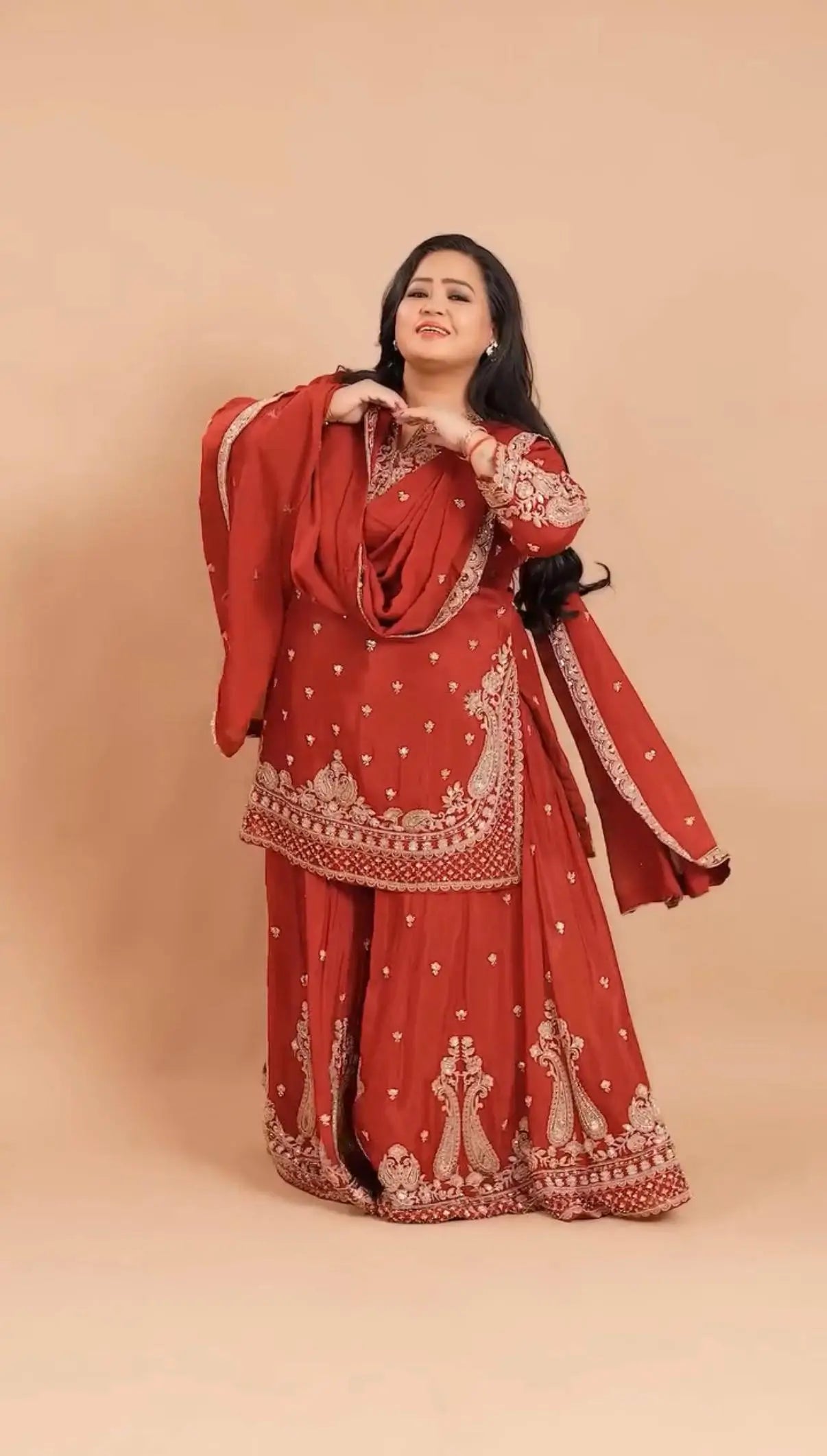 Rust Paisley Embroidered Kurti