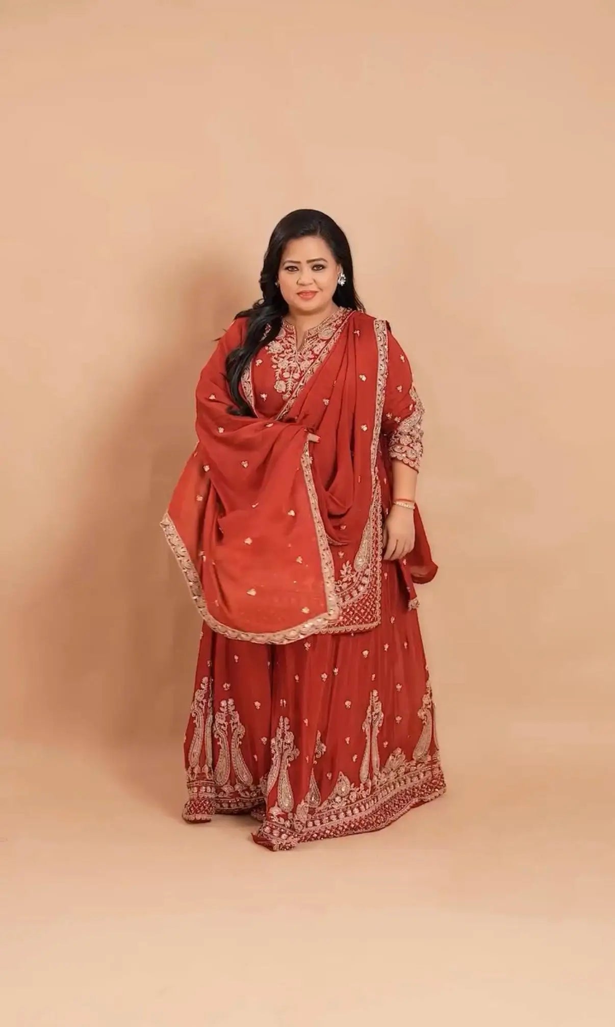 Rust Paisley Embroidered Kurti