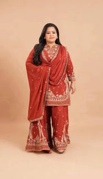 Rust Paisley Embroidered Kurti