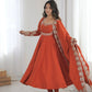 Rust Sequin Flared Gown