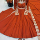 Rust Sequin Flared Gown