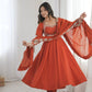 Rust Sequin Flared Gown