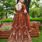 Rust Zari Sequin Embroidered Lehenga