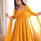 Saffron Butti Jacquard Anarkali Set