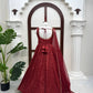 Saffron Butti Jacquard Anarkali Set