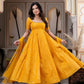 Saffron Butti Jacquard Anarkali Set