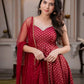 Saffron Butti Jacquard Anarkali Set
