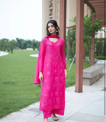 Sage Chikankari Georgette Suit Set