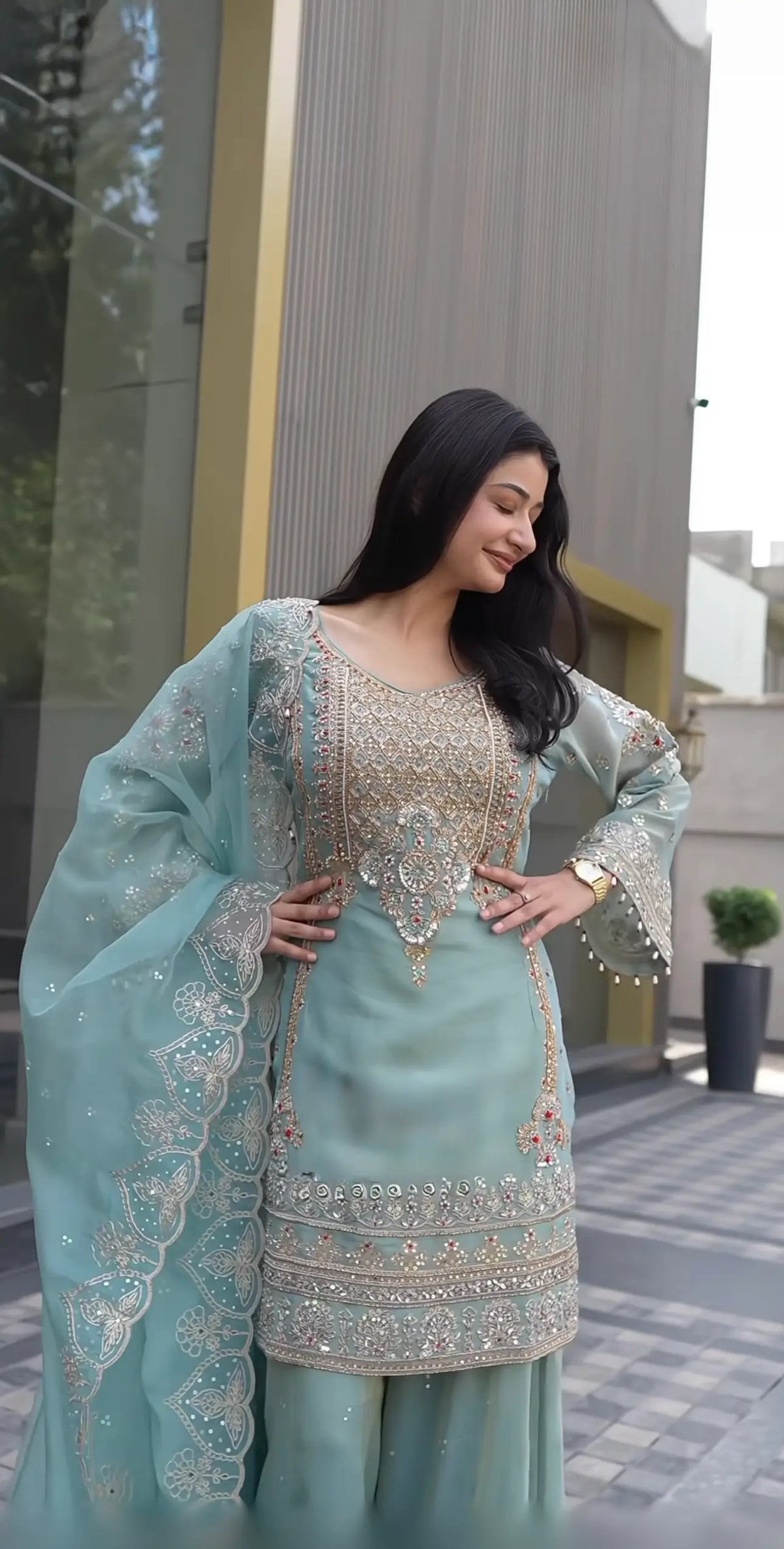 Sage Cording Sequin Sharara