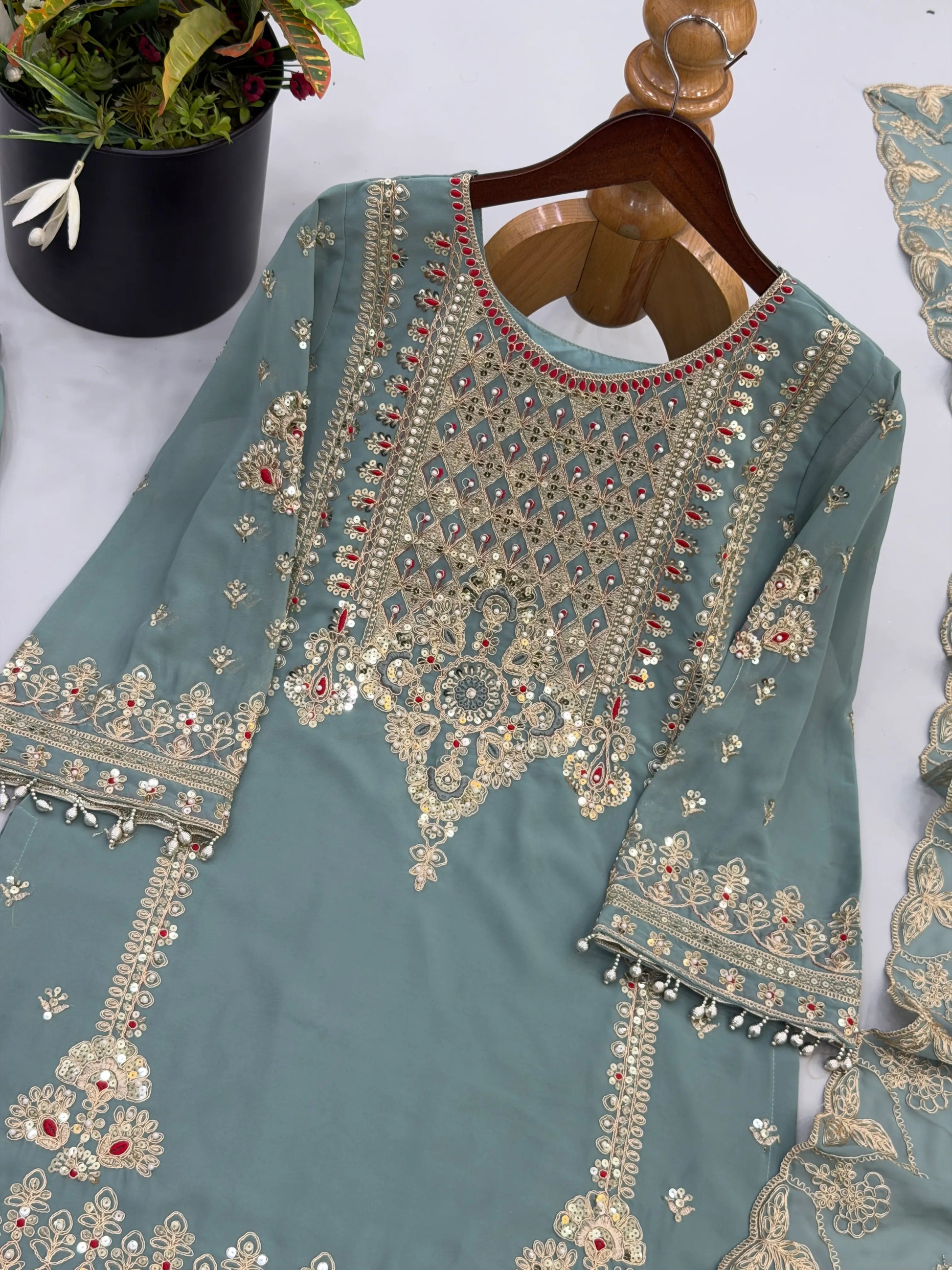 Sage Cording Sequin Sharara