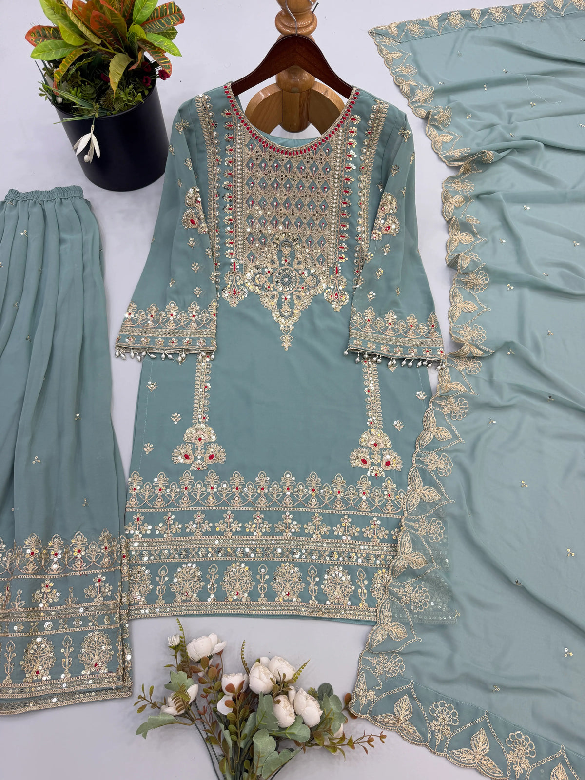 Sage Cording Sequin Sharara