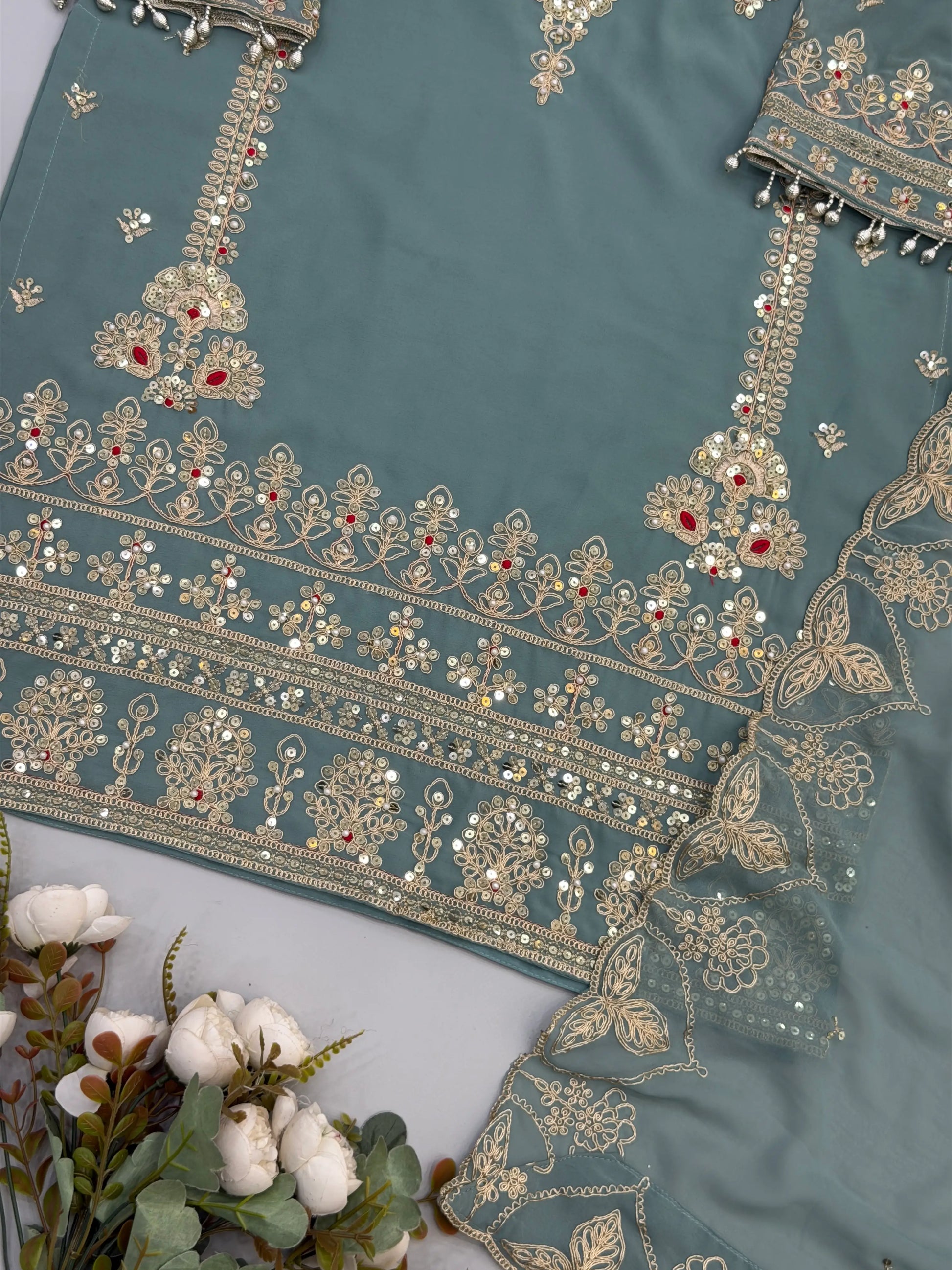 Sage Cording Sequin Sharara