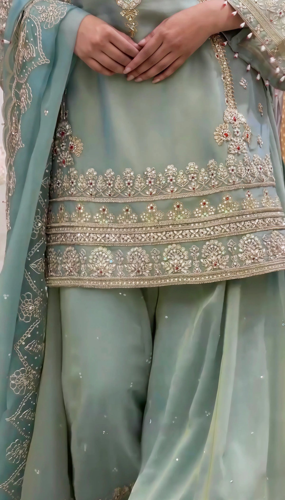 Sage Cording Sequin Sharara