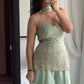 Sage Floral Embroidered Kurti Set