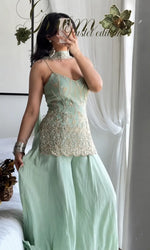 Sage Floral Embroidered Kurti Set