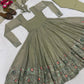 Sage Floral Sequin Anarkali