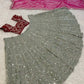 Sage Pink Mirror Work Lehenga