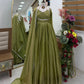 Sage Shimmer Flared Gown