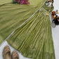 Sage Shimmer Flared Gown