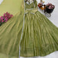Sage Shimmer Flared Gown