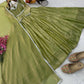 Sage Shimmer Flared Gown
