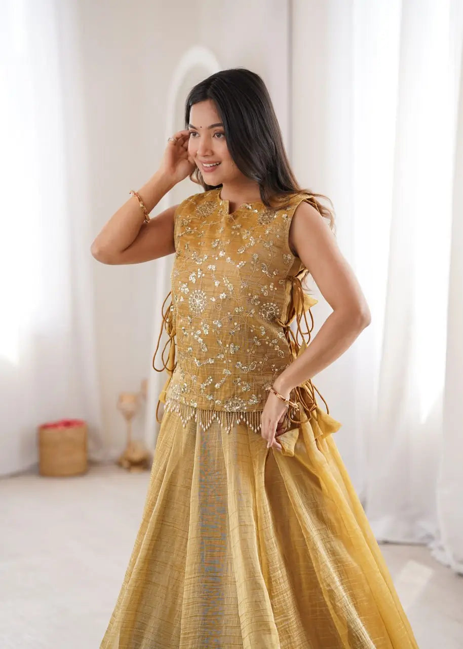 Salsa Crush Embroidered Koti Lehenga Set