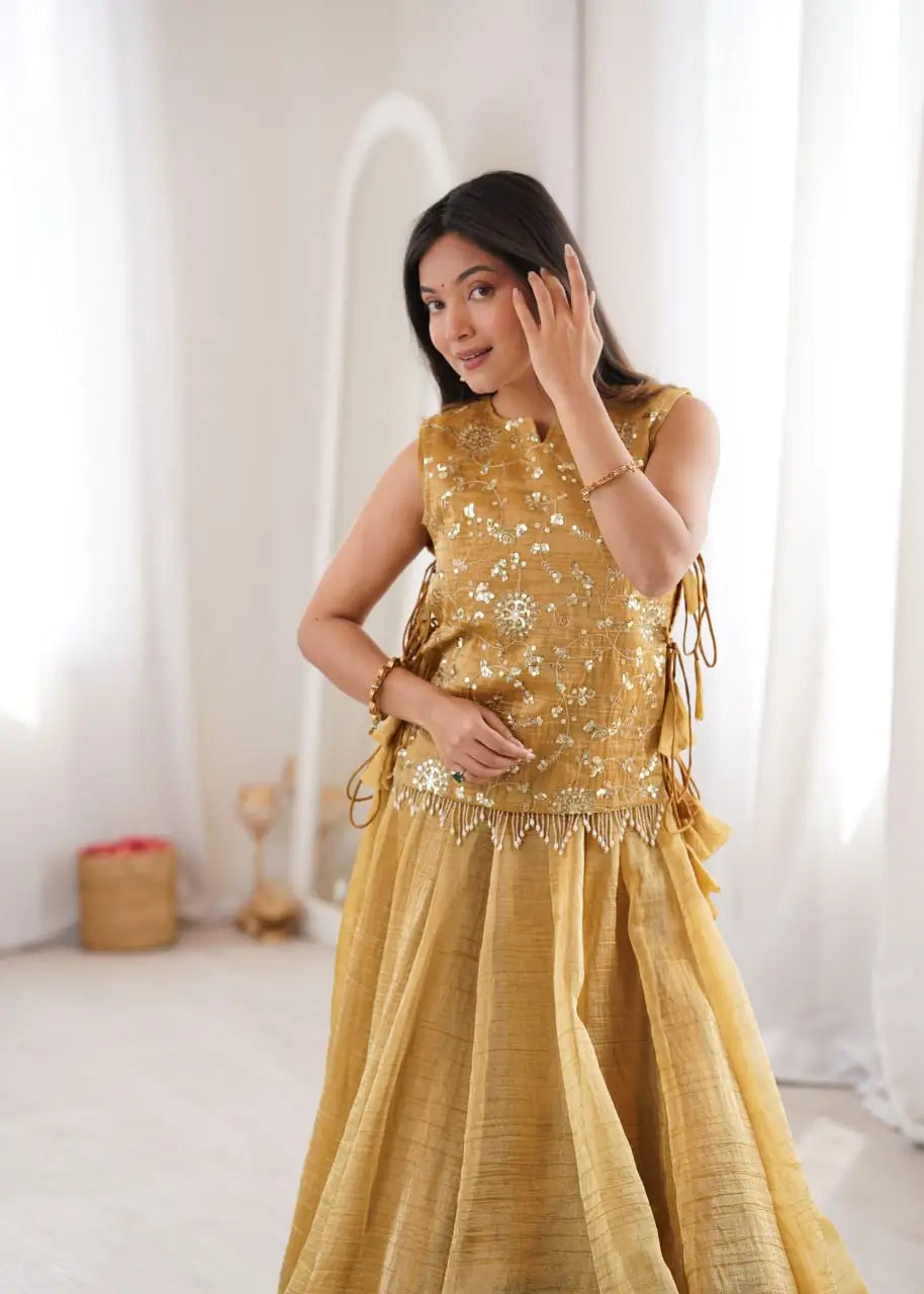 Salsa Crush Embroidered Koti Lehenga Set