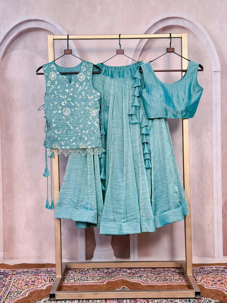 Salsa Crush Embroidered Koti Lehenga Set