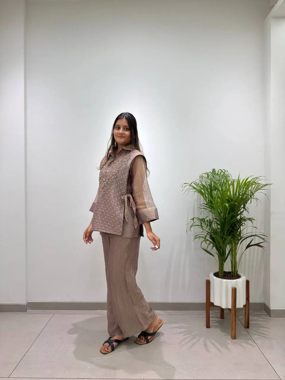 Salsa Crushed Layered Stitched Co-ord Set