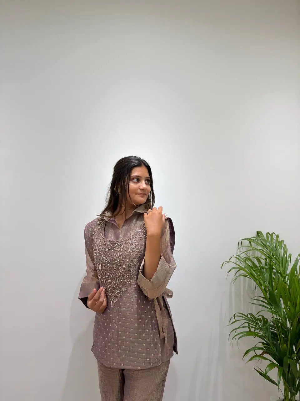 Salsa Crushed Layered Stitched Co-ord Set
