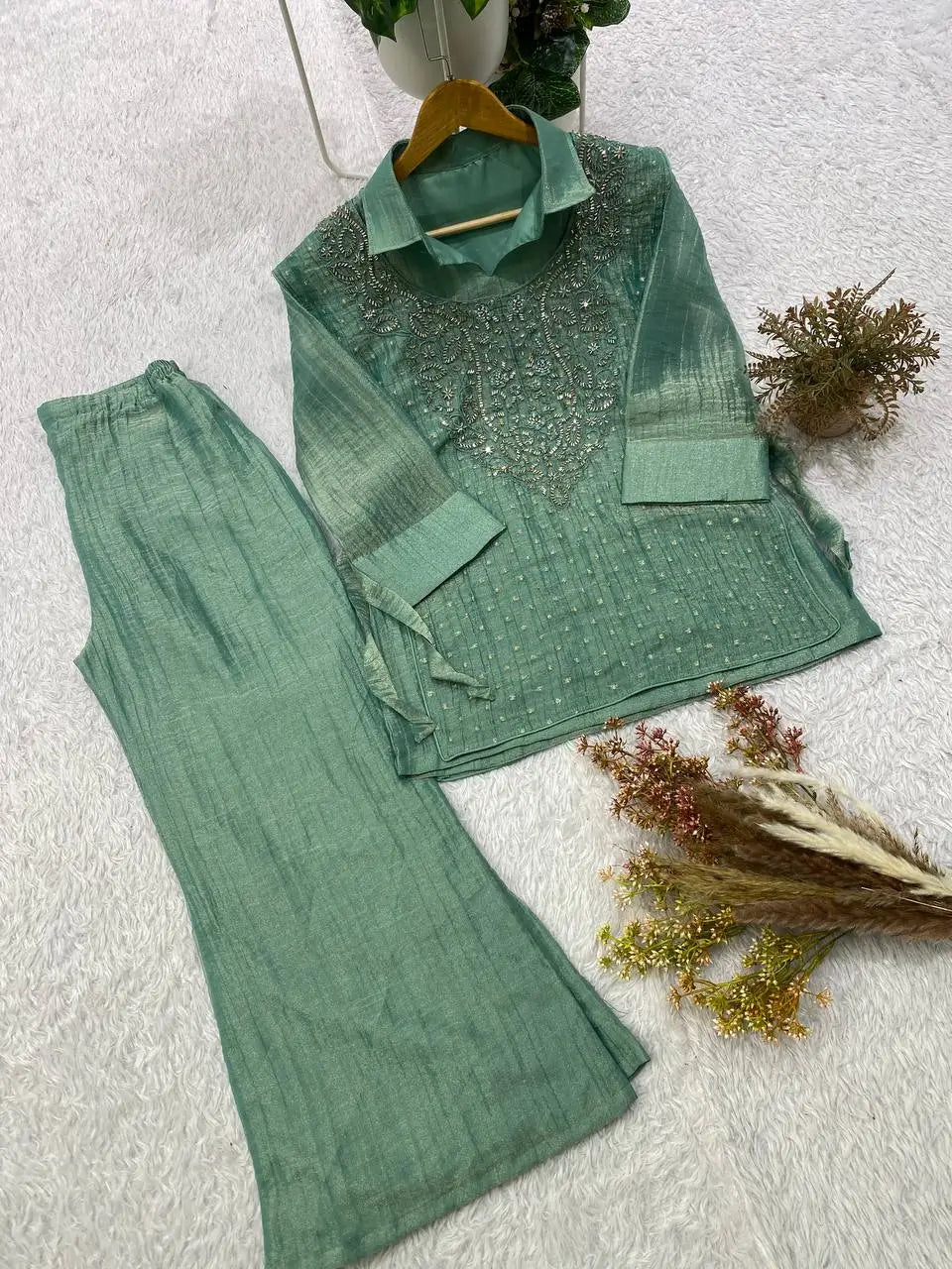 Salsa Crushed Layered Stitched Co-ord Set