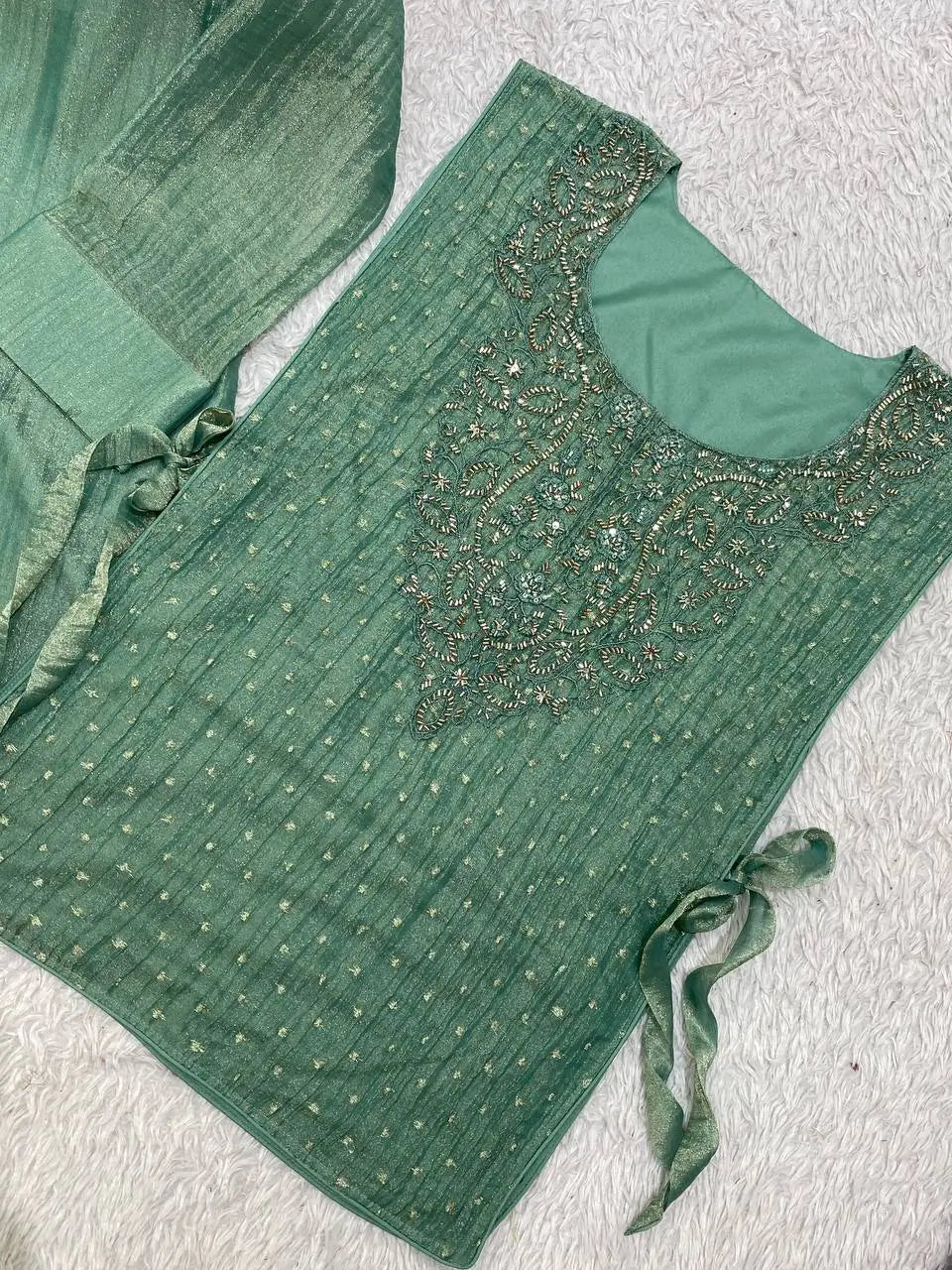 Salsa Crushed Layered Stitched Co-ord Set