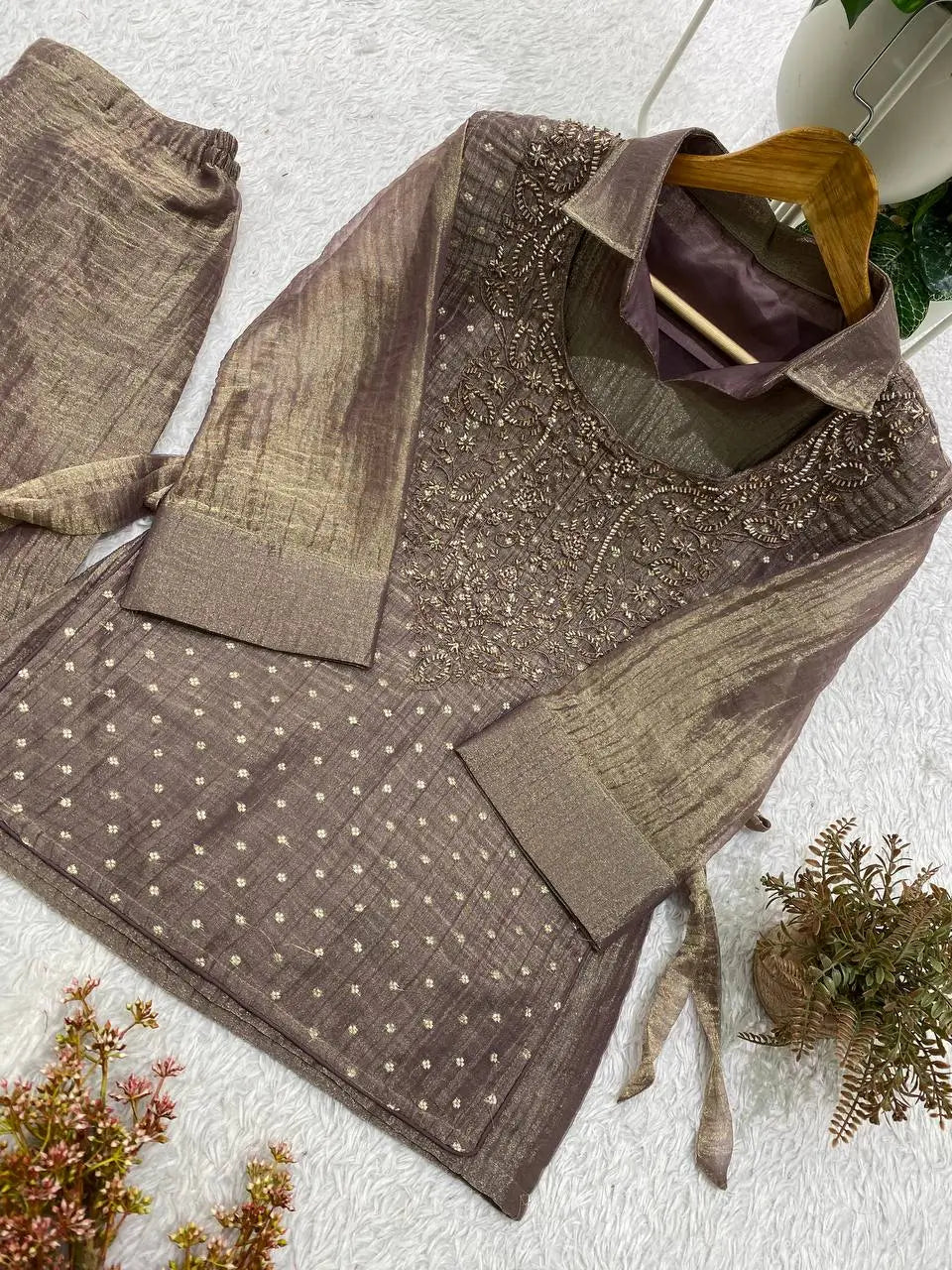 Salsa Crushed Layered Stitched Co-ord Set