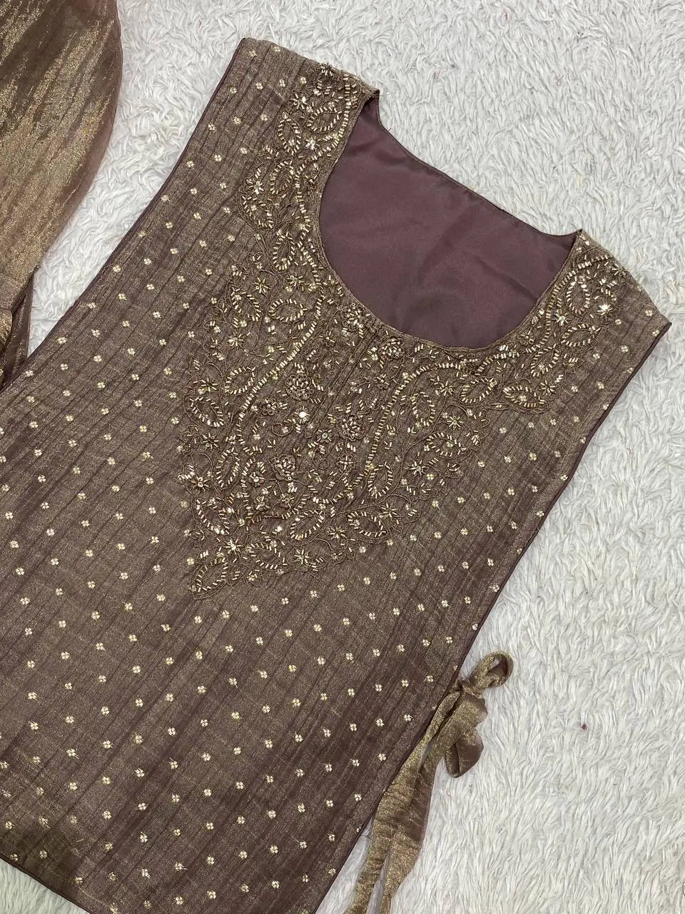 Salsa Crushed Layered Stitched Co-ord Set
