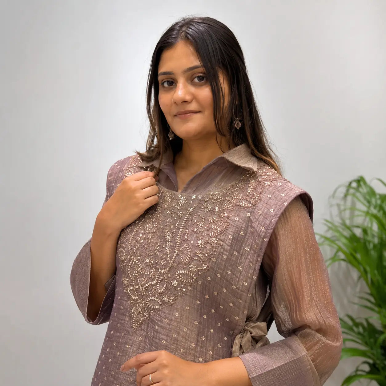 Salsa Crushed Layered Stitched Co-ord Set