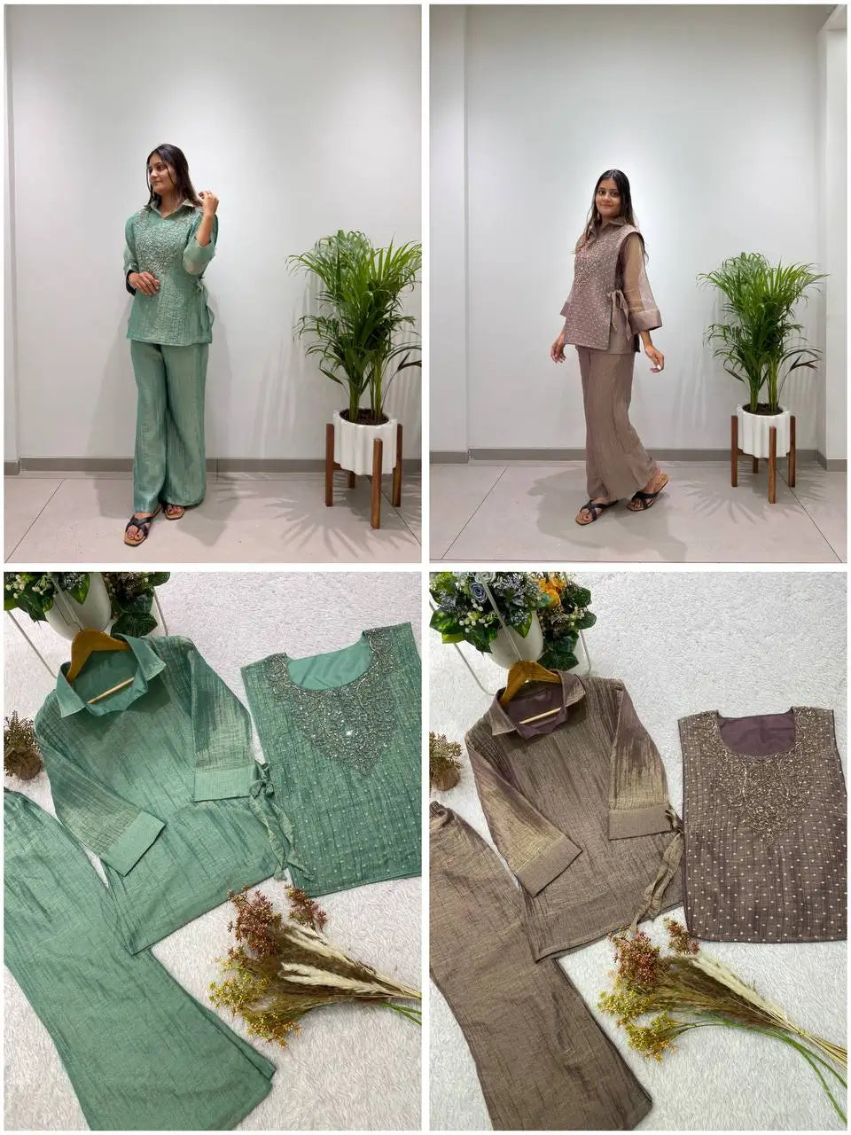 Salsa Crushed Layered Stitched Co-ord Set