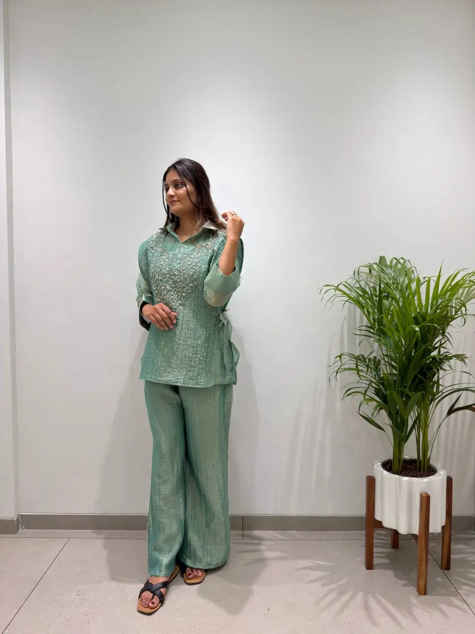 Salsa Crushed Layered Stitched Co-ord Set