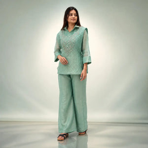 Salsa Crushed Layered Stitched Co-ord Set