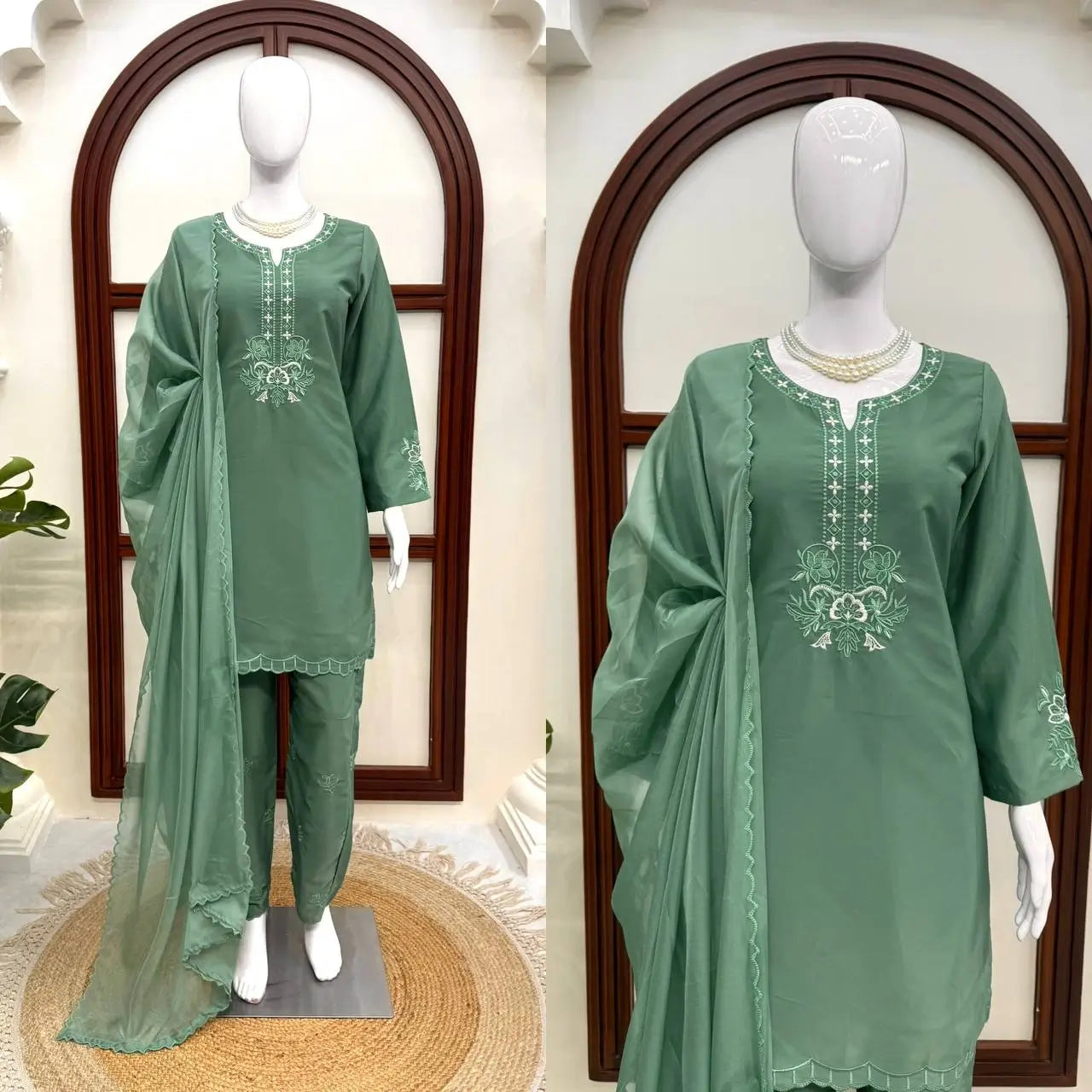 Sapphire Lotus American Silk Farshi Set