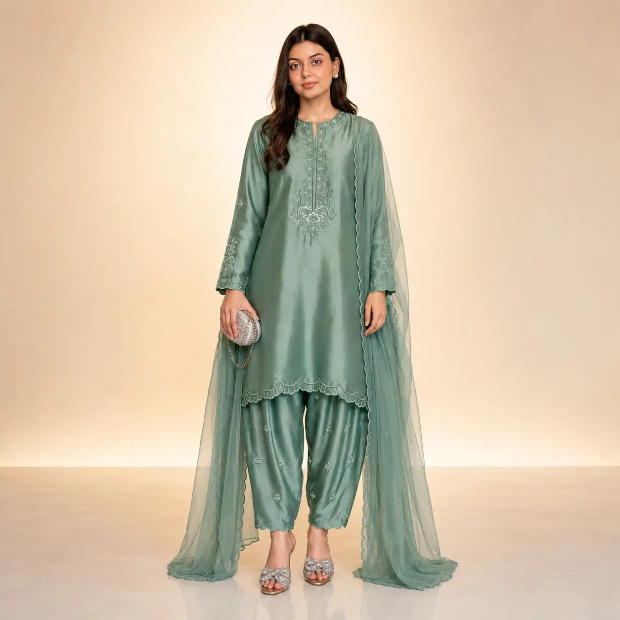 Sapphire Lotus American Silk Farshi Set
