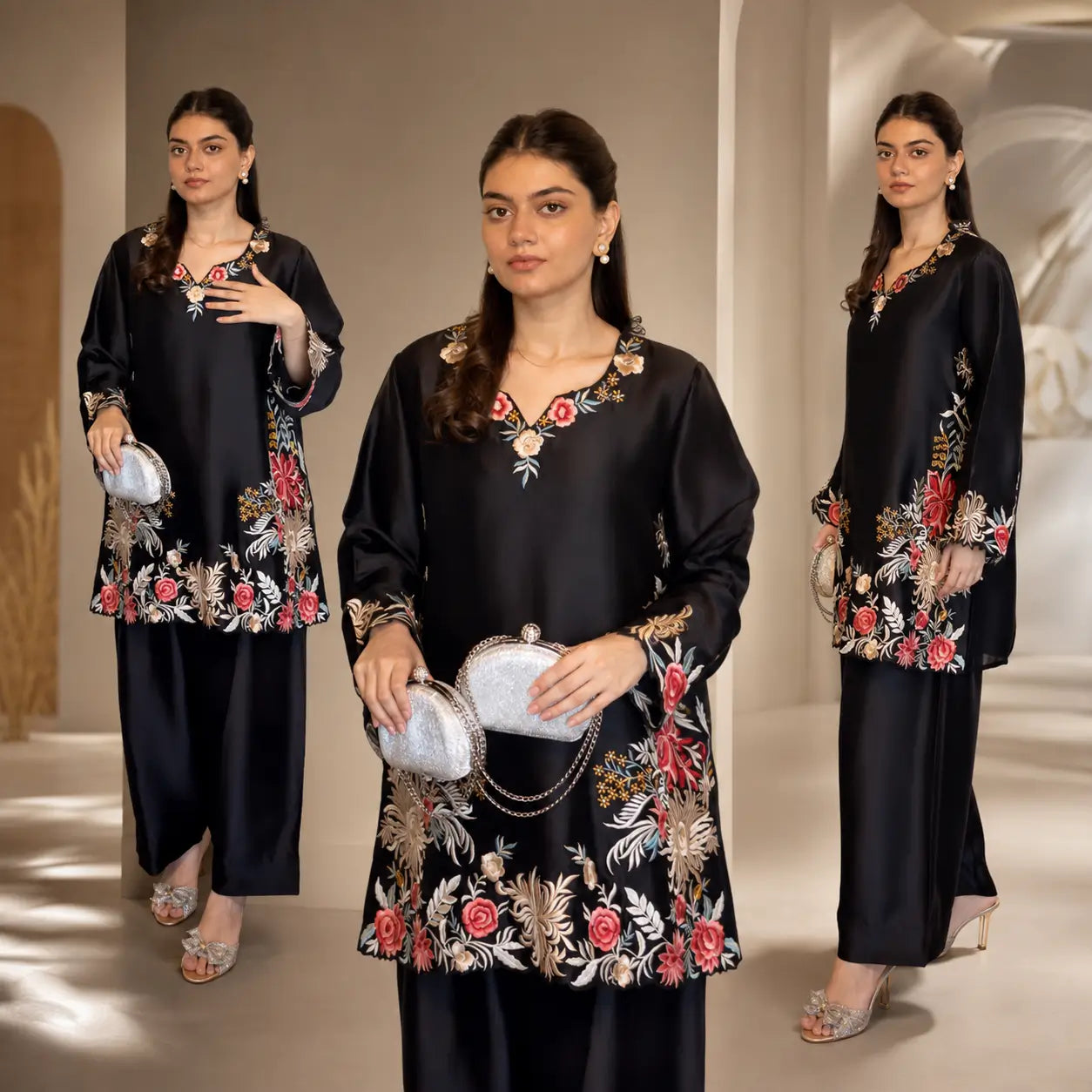 Sapphire Lotus American Silk Farshi Set