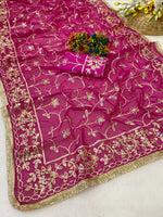 Saree with Maharani Jaal Gota Ribbon Work & Sabhyasachi Lace Border