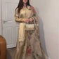 Satin Silk Palazzo Suit Set with Organza Dupatta
