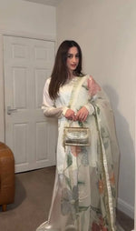 Satin Silk Palazzo Suit Set with Organza Dupatta