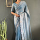 Scalloped Swarovski Silk Saree