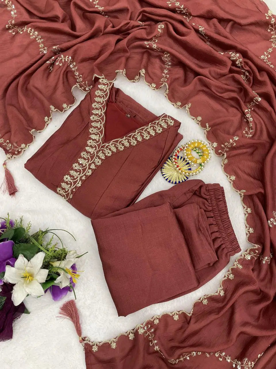 Scalloped Vine Anarkali Set