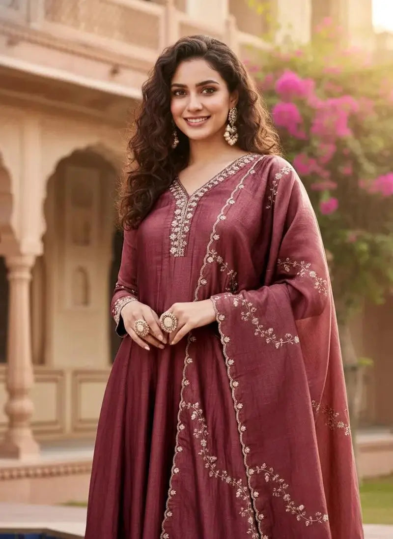 Scalloped Vine Anarkali Set